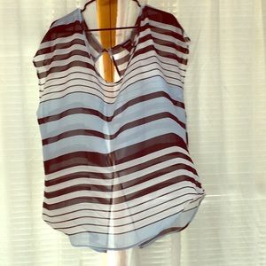 Blue black and white striped shirt